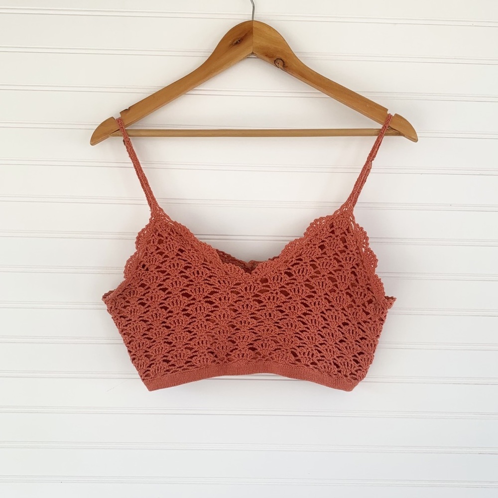 Forever 21 Burnt Orange Crochet Festival Top - Picture 1 of 5